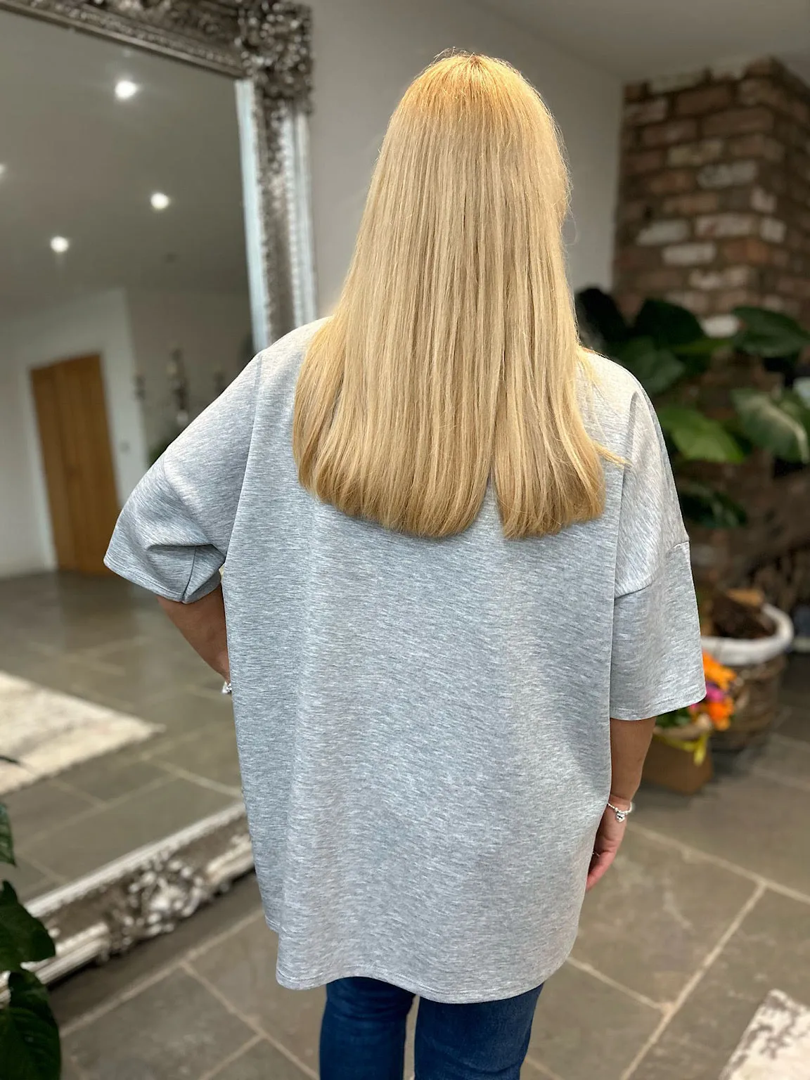 Grey Short Sleeve Sweat Top Willow