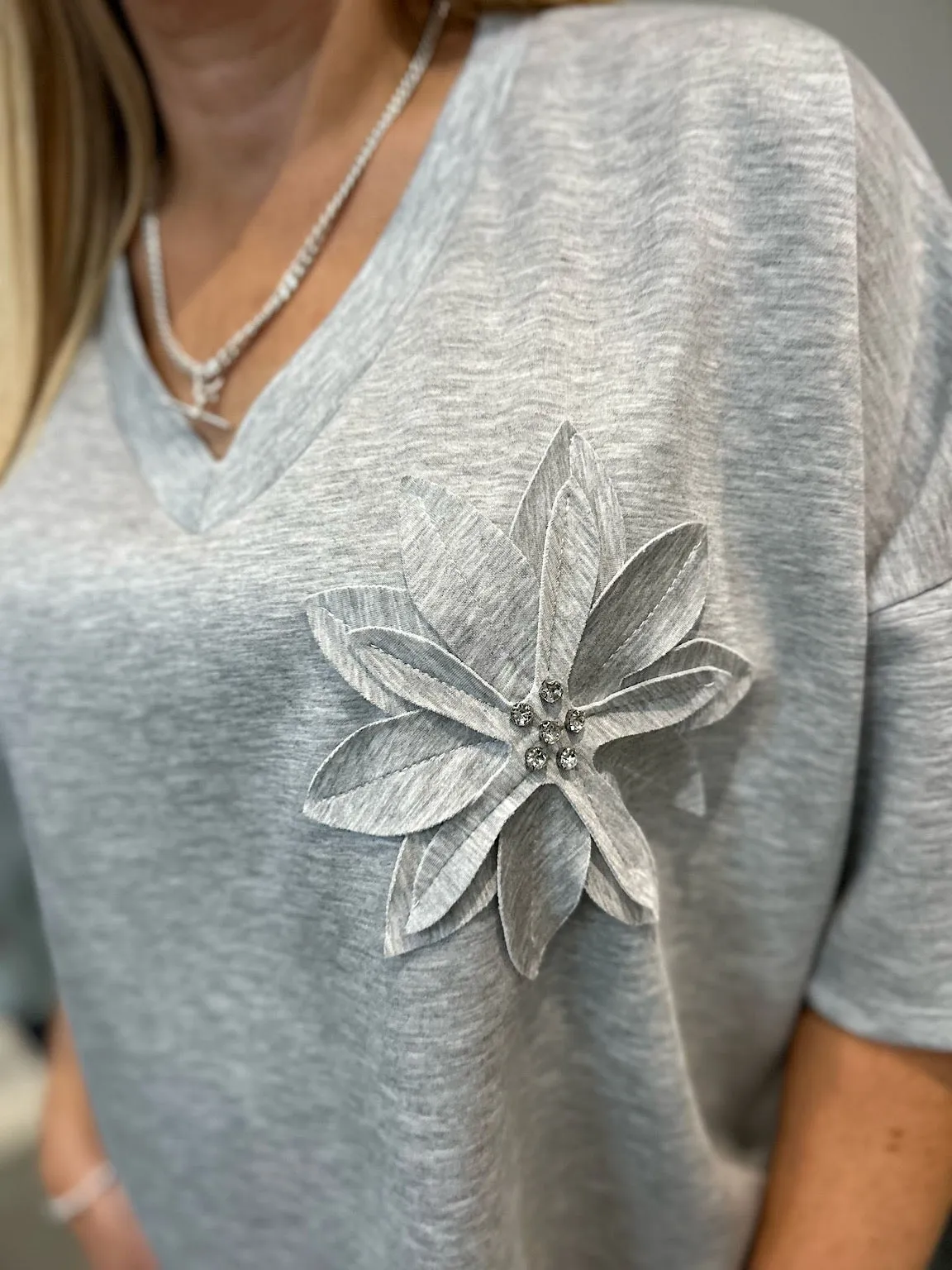 Grey Short Sleeve Sweat Top Willow