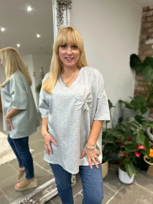 Grey Short Sleeve Sweat Top Willow