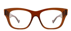 Gucci GG 0999O 003 Cat-Eye Plastic Brown Eyeglasses with Logo Stamped Demo Lenses