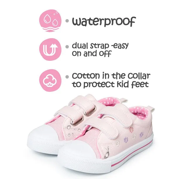 K KomForme Casual Kids Canvas Shoes Pink Flower Size 4-12 (Toddler Girl)