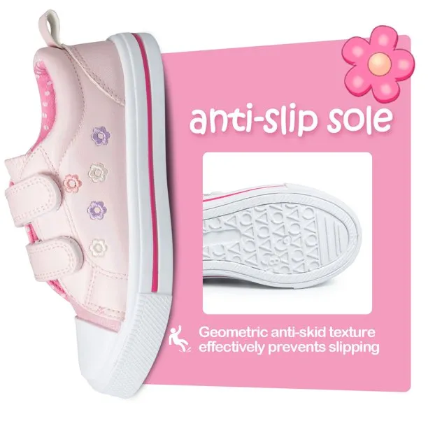 K KomForme Casual Kids Canvas Shoes Pink Flower Size 4-12 (Toddler Girl)