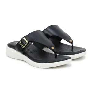 Leather Slippers For Women 7525 – V-Toe Monk Strap Flats with Cushioned Insole
