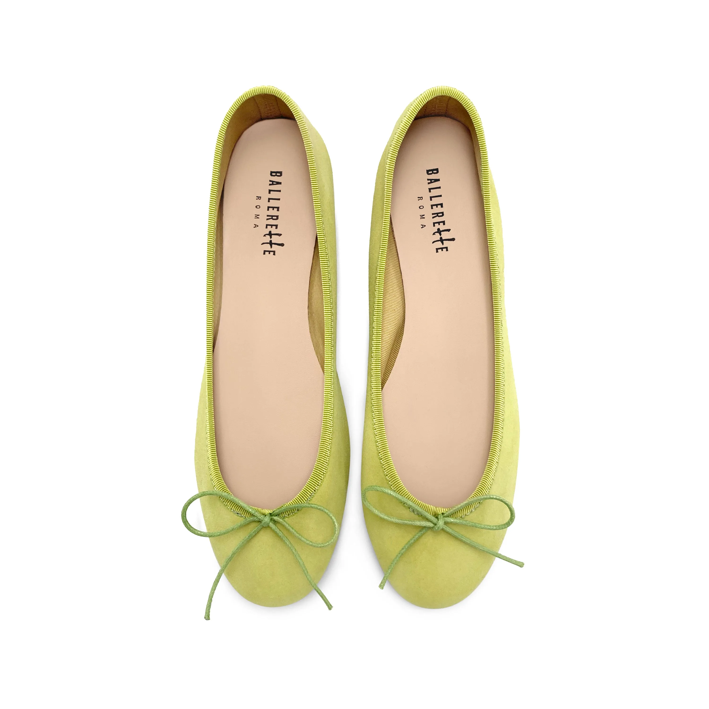 Lime Green Suede Ballet Flats