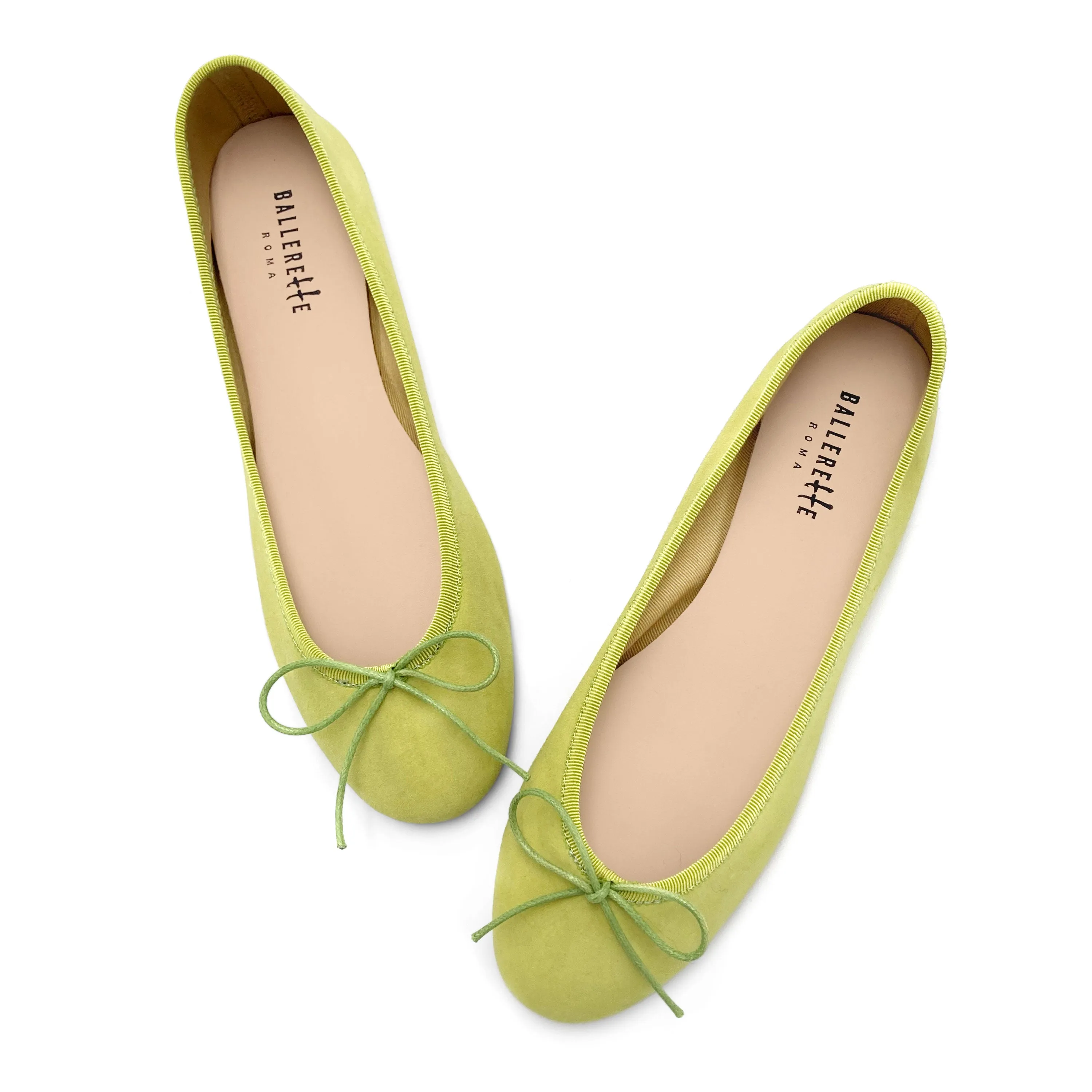 Lime Green Suede Ballet Flats