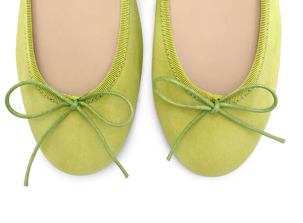 Lime Green Suede Ballet Flats