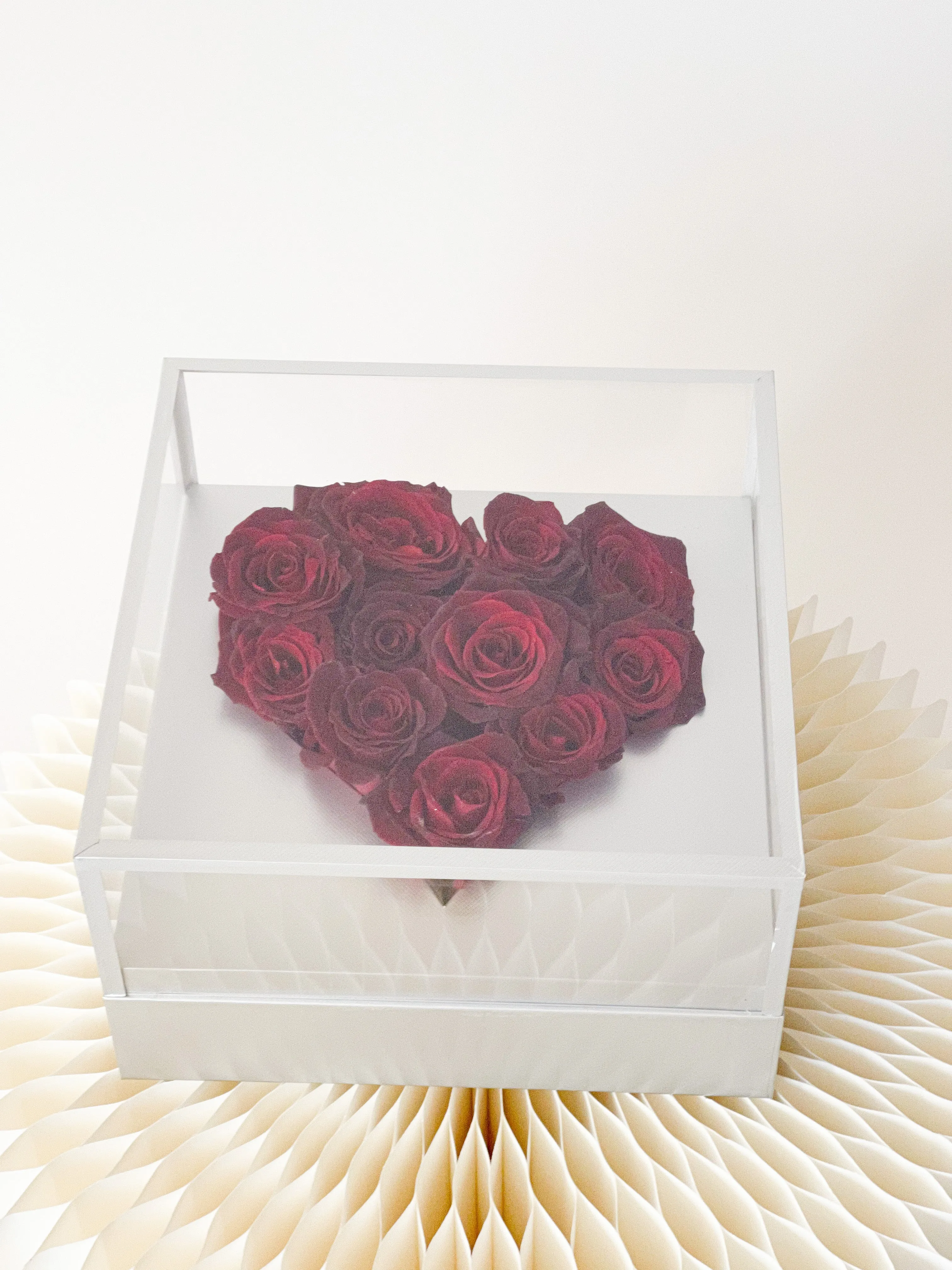 Luxury Acrylic Top Square Flower Box with Heart Cut-Out
