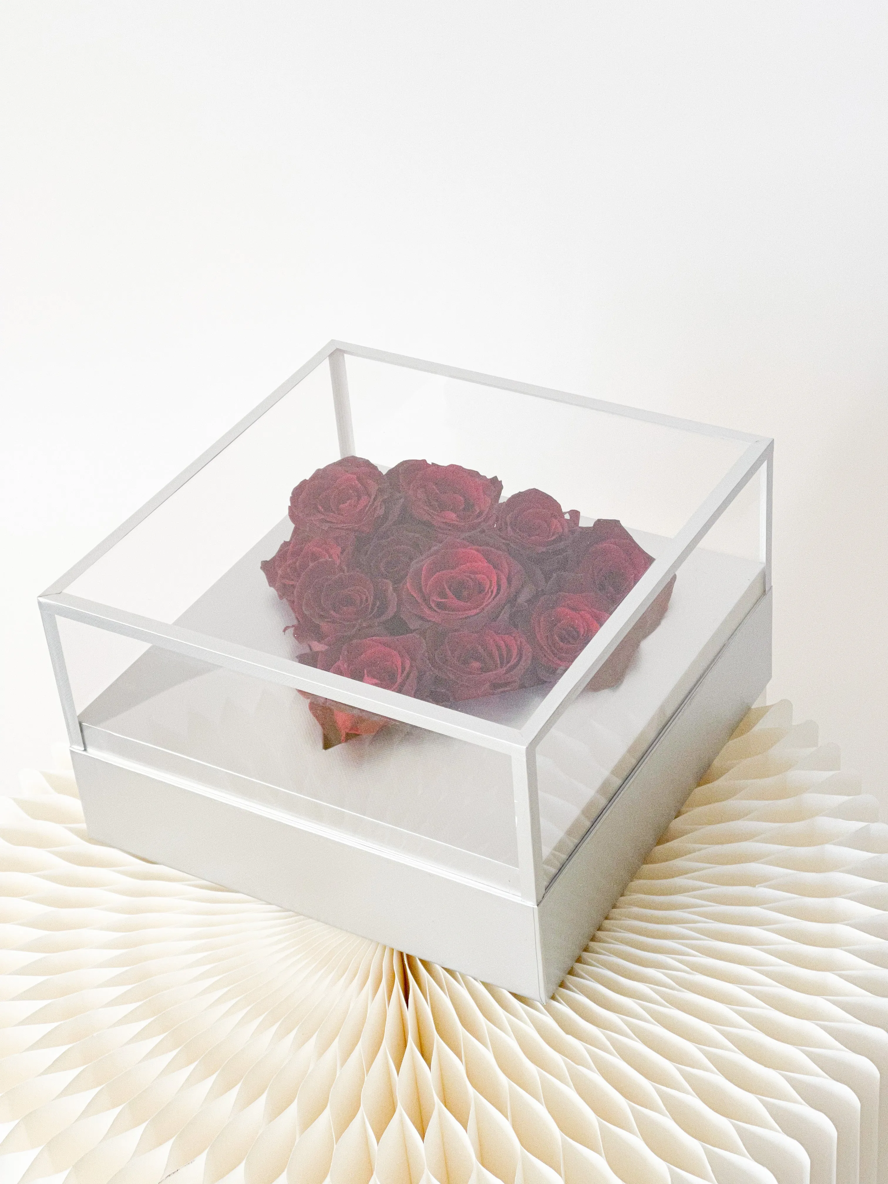 Luxury Acrylic Top Square Flower Box with Heart Cut-Out