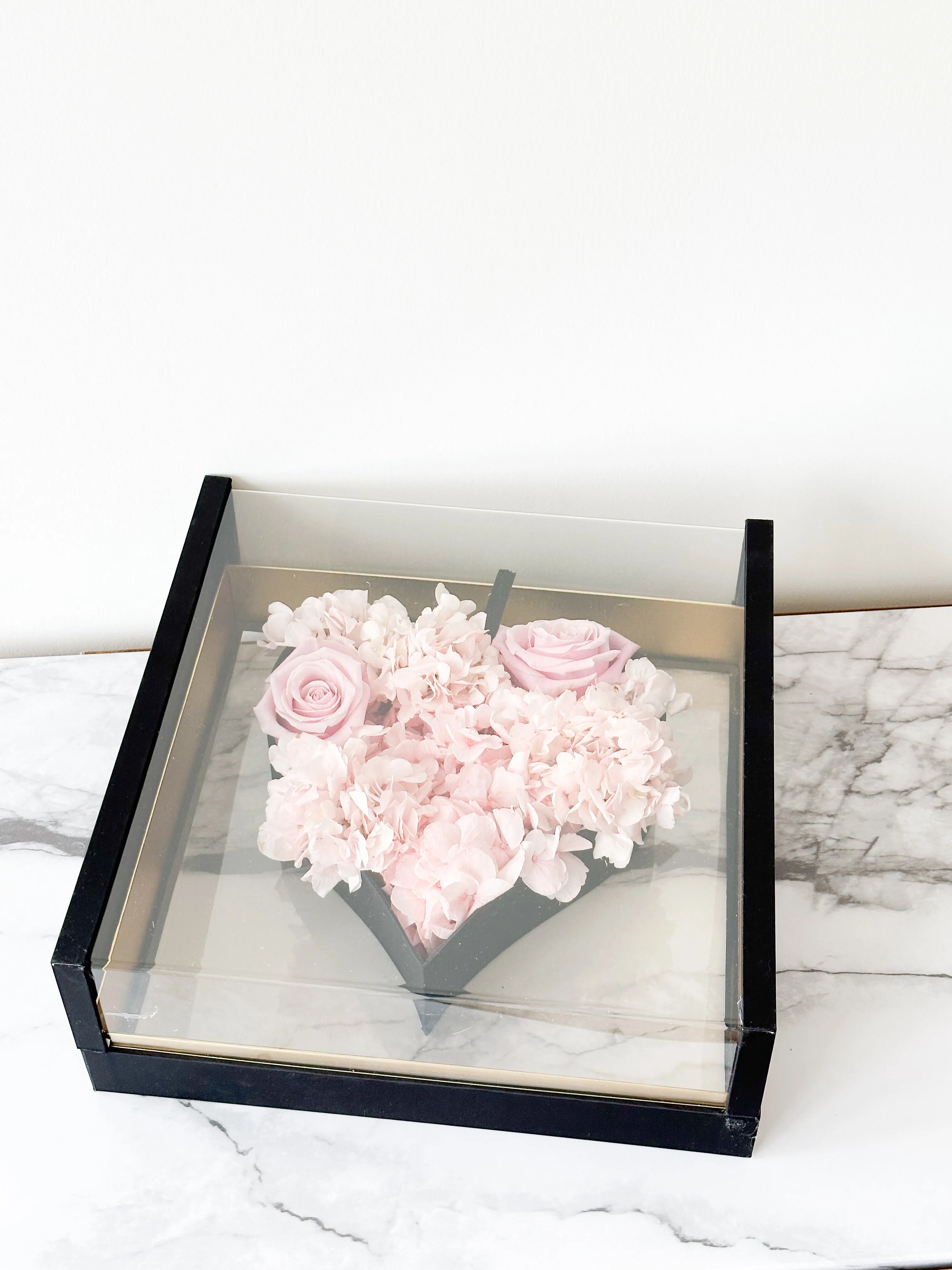 Luxury Acrylic Top Square Flower Box with Heart Cut-Out