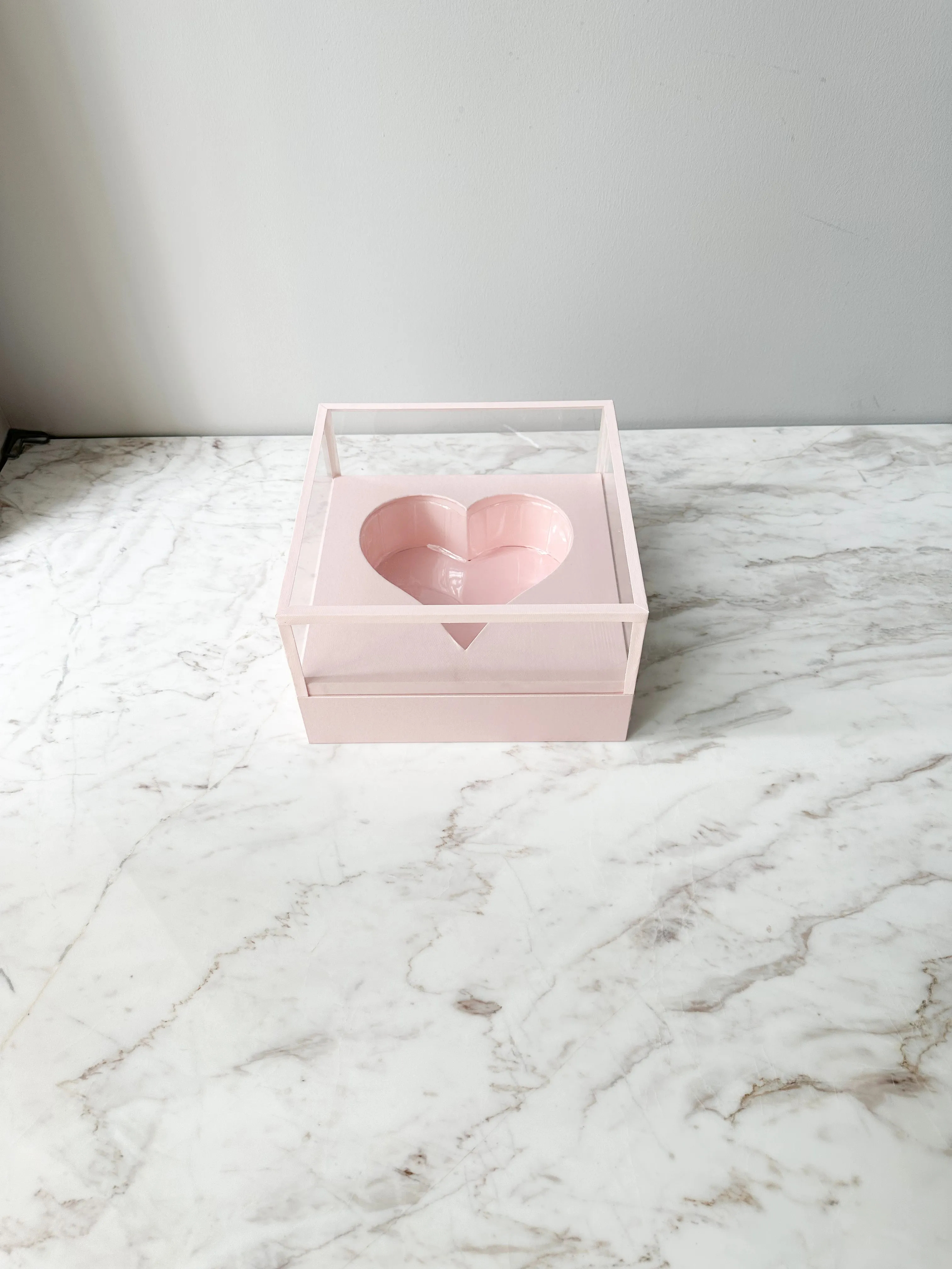 Luxury Acrylic Top Square Flower Box with Heart Cut-Out