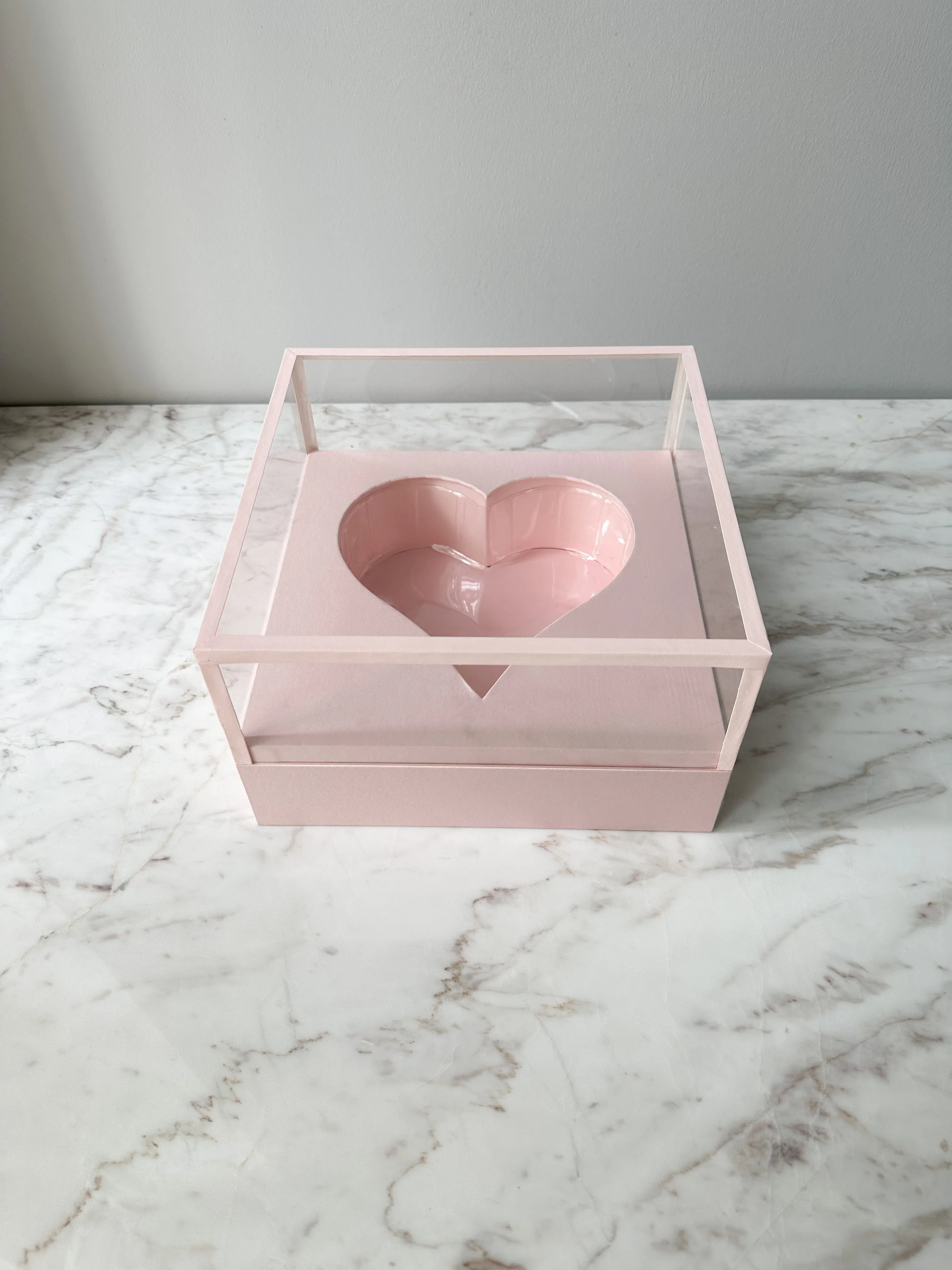 Luxury Acrylic Top Square Flower Box with Heart Cut-Out