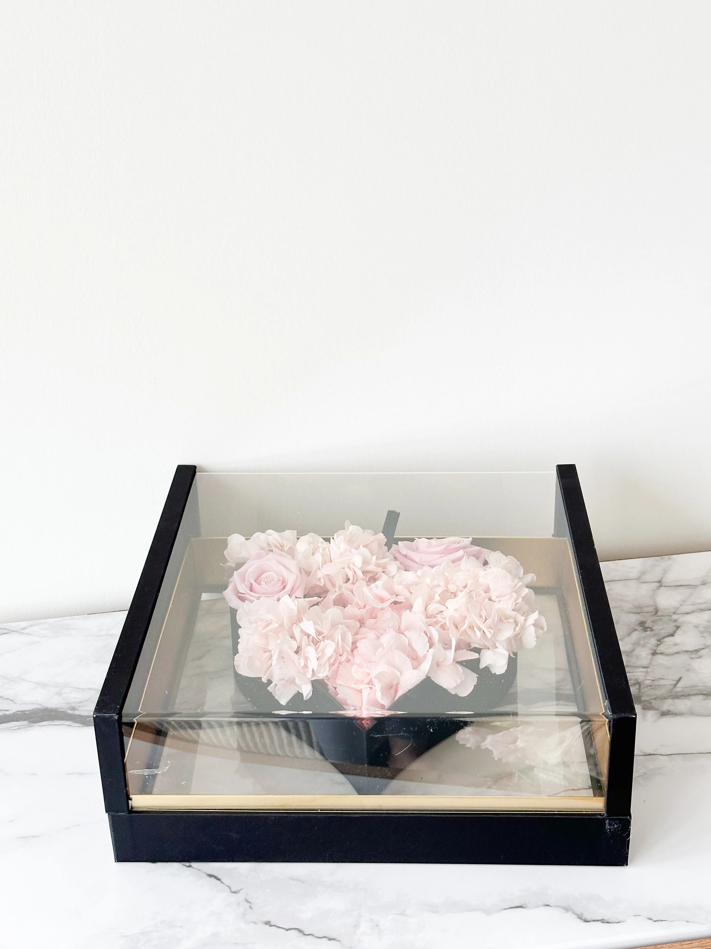 Luxury Acrylic Top Square Flower Box with Heart Cut-Out