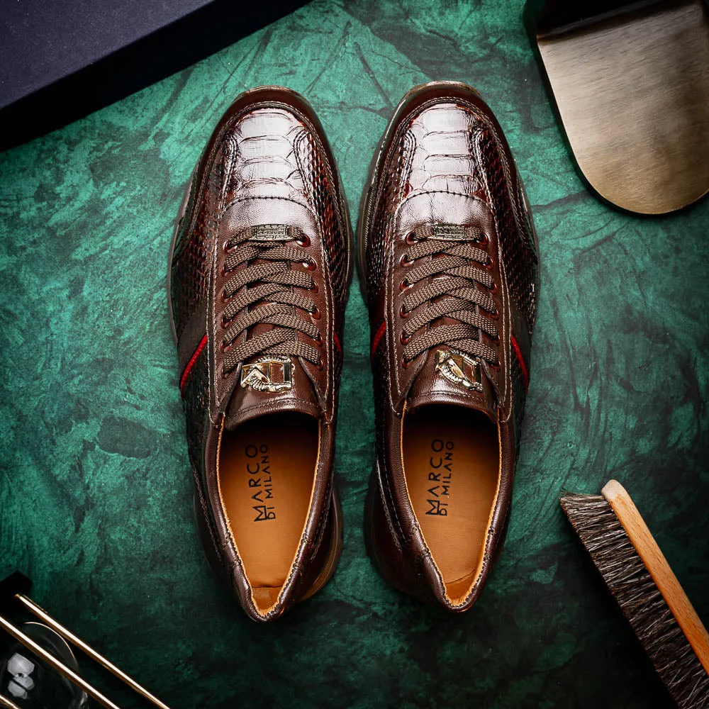 Marco Di Milano Brescia in Brown Python & Calfskin Sneakers