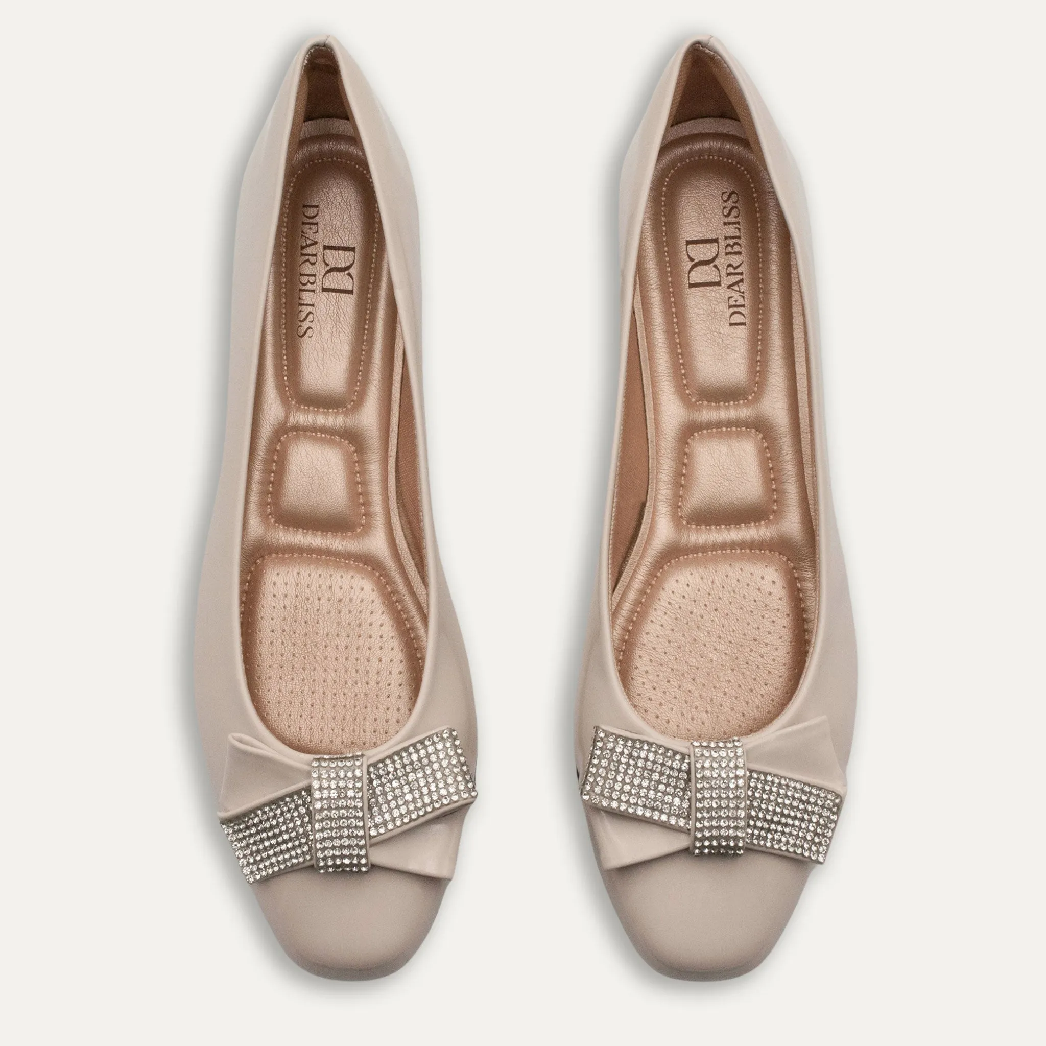 Maria Crystal Ribbon Off-White Ballet Flats