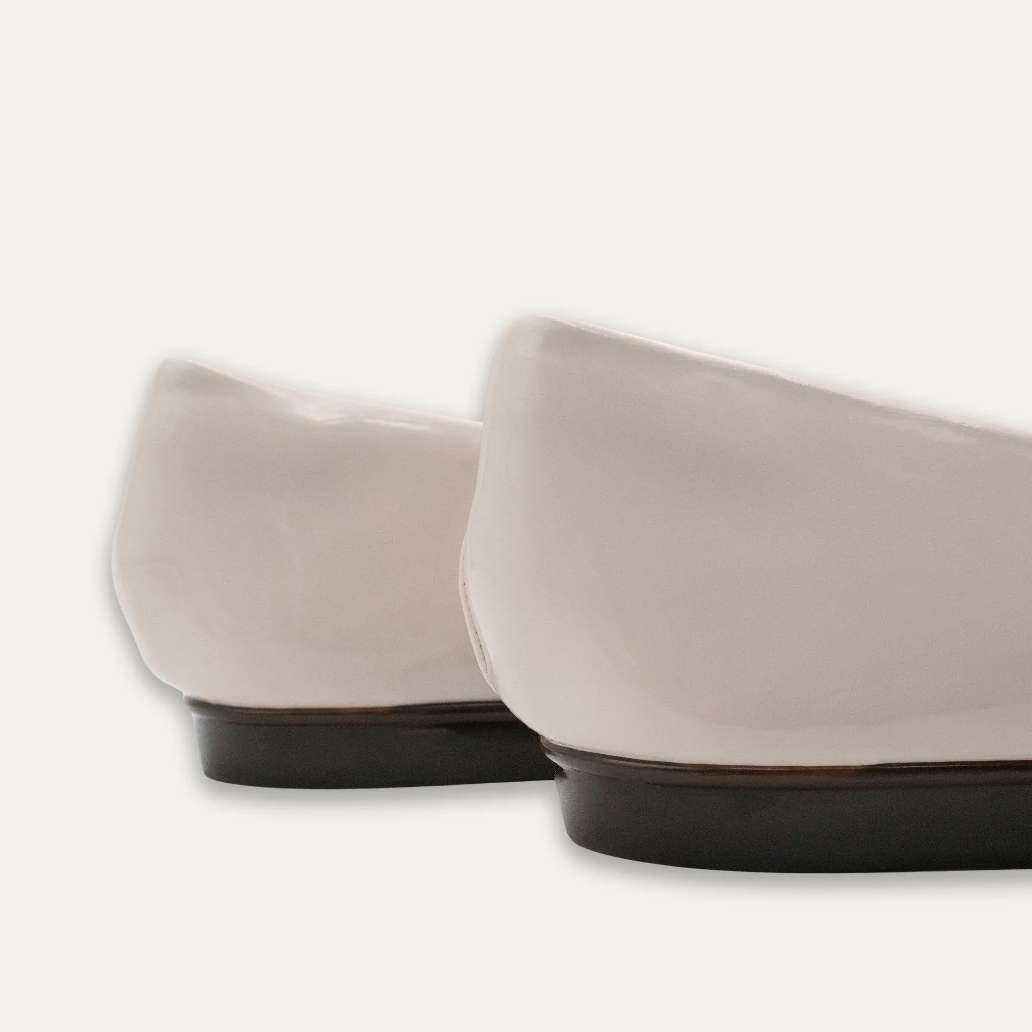 Maria Crystal Ribbon Off-White Ballet Flats
