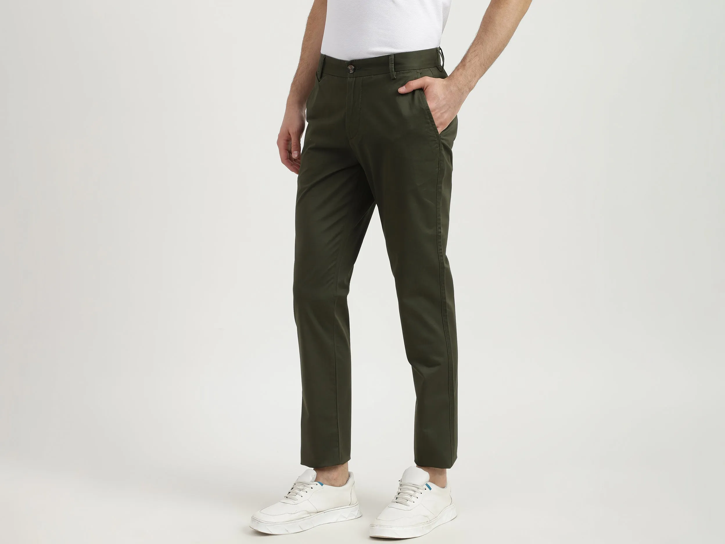 Mens Slim Fit Solid Trousers