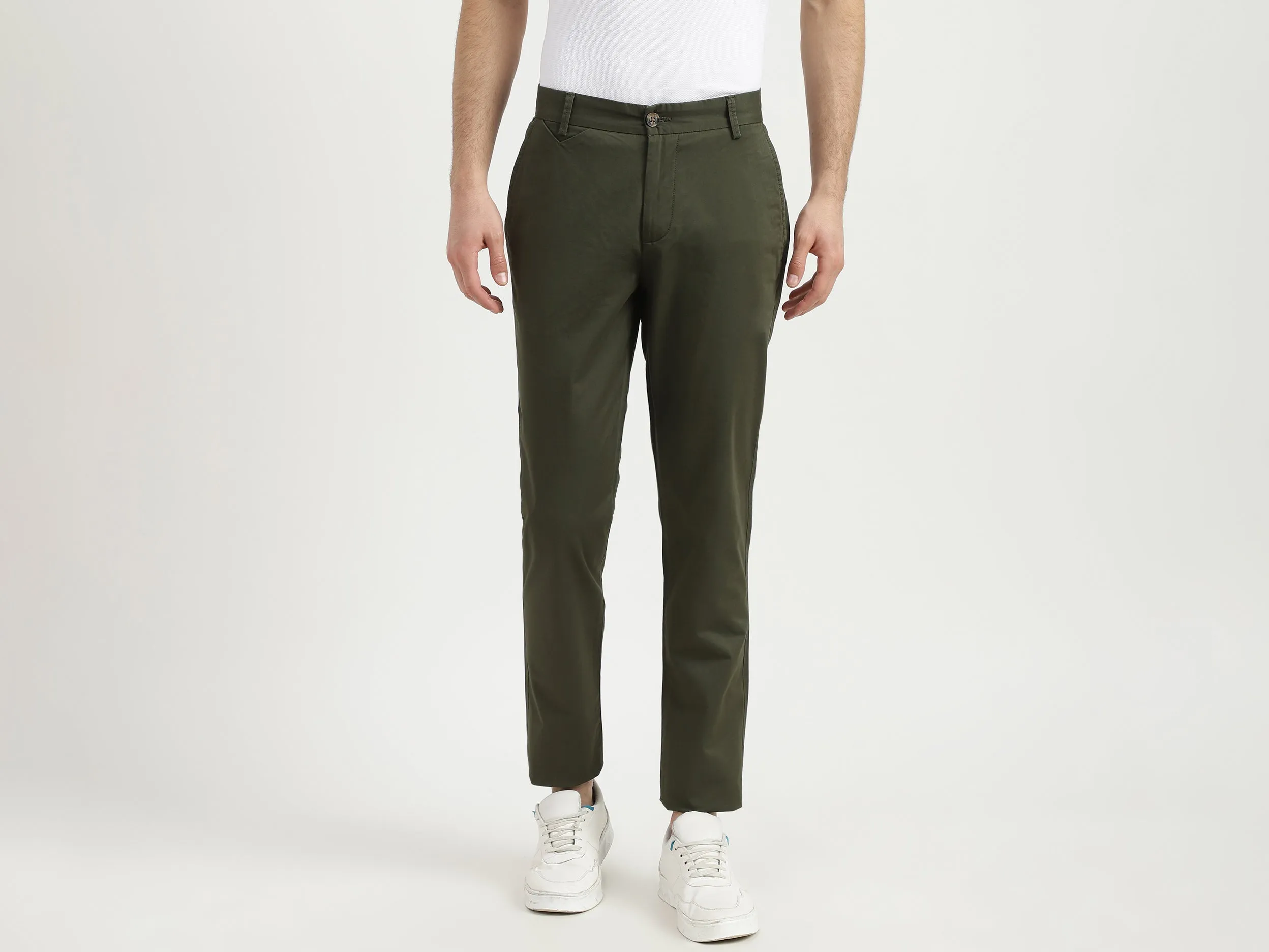 Mens Slim Fit Solid Trousers