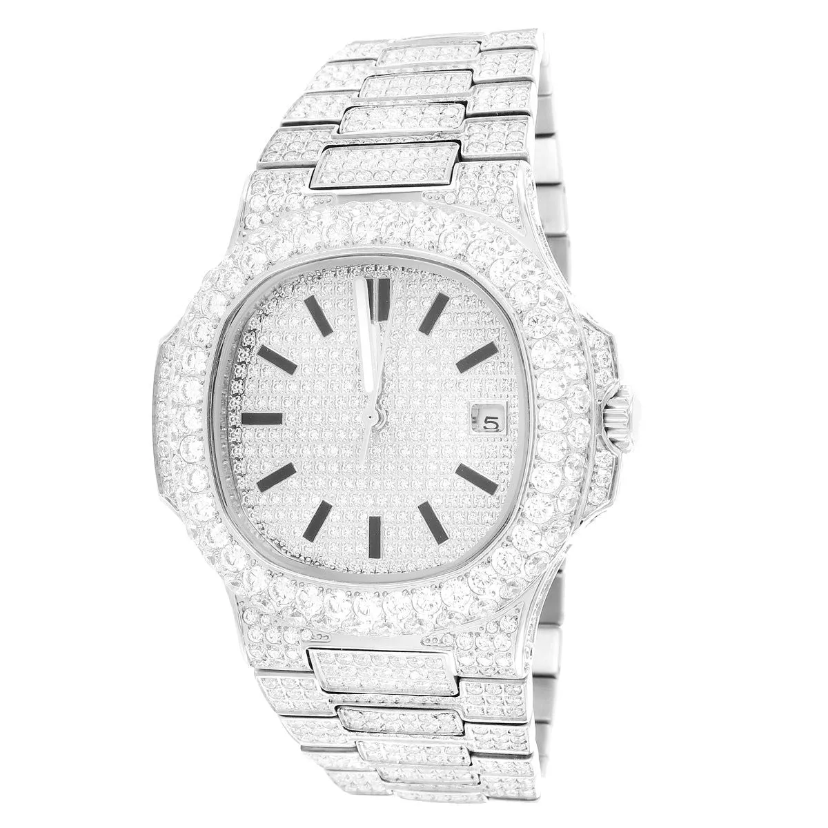 Men's Solitaire Bezel Luxury Presidential Stainless Steel Watch