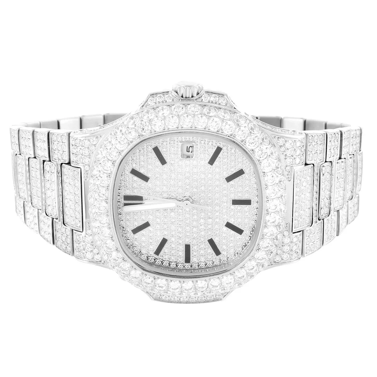 Men's Solitaire Bezel Luxury Presidential Stainless Steel Watch