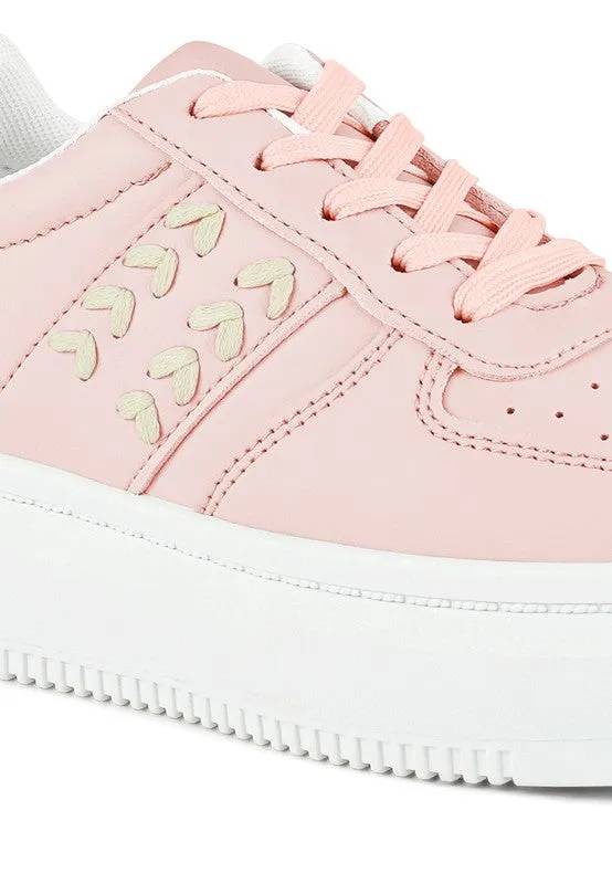 Monigue Faux Leather Cross Stitch Detail Sneakers