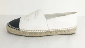 NEW Chanel CC Cap Toe Leather Espadrille Size 7