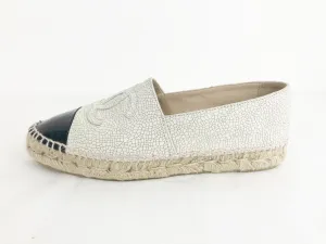 NEW Chanel Crackled Leather Espadrille Size 8