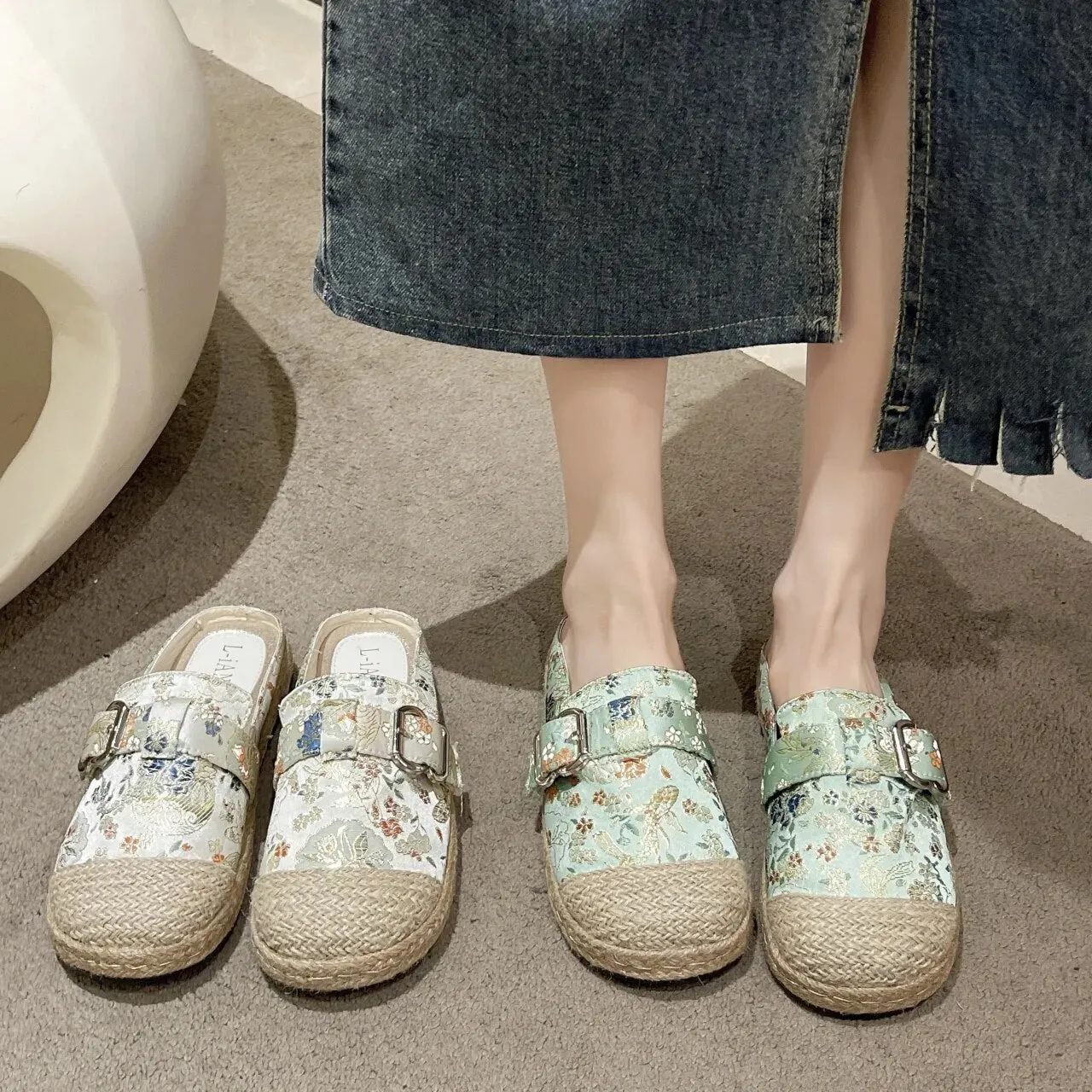 New Luxury Espadrille Buckle Strap Slip-on Fishman Shoe CODE: KAR2397
