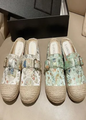 New Luxury Espadrille Buckle Strap Slip-on Fishman Shoe CODE: KAR2397