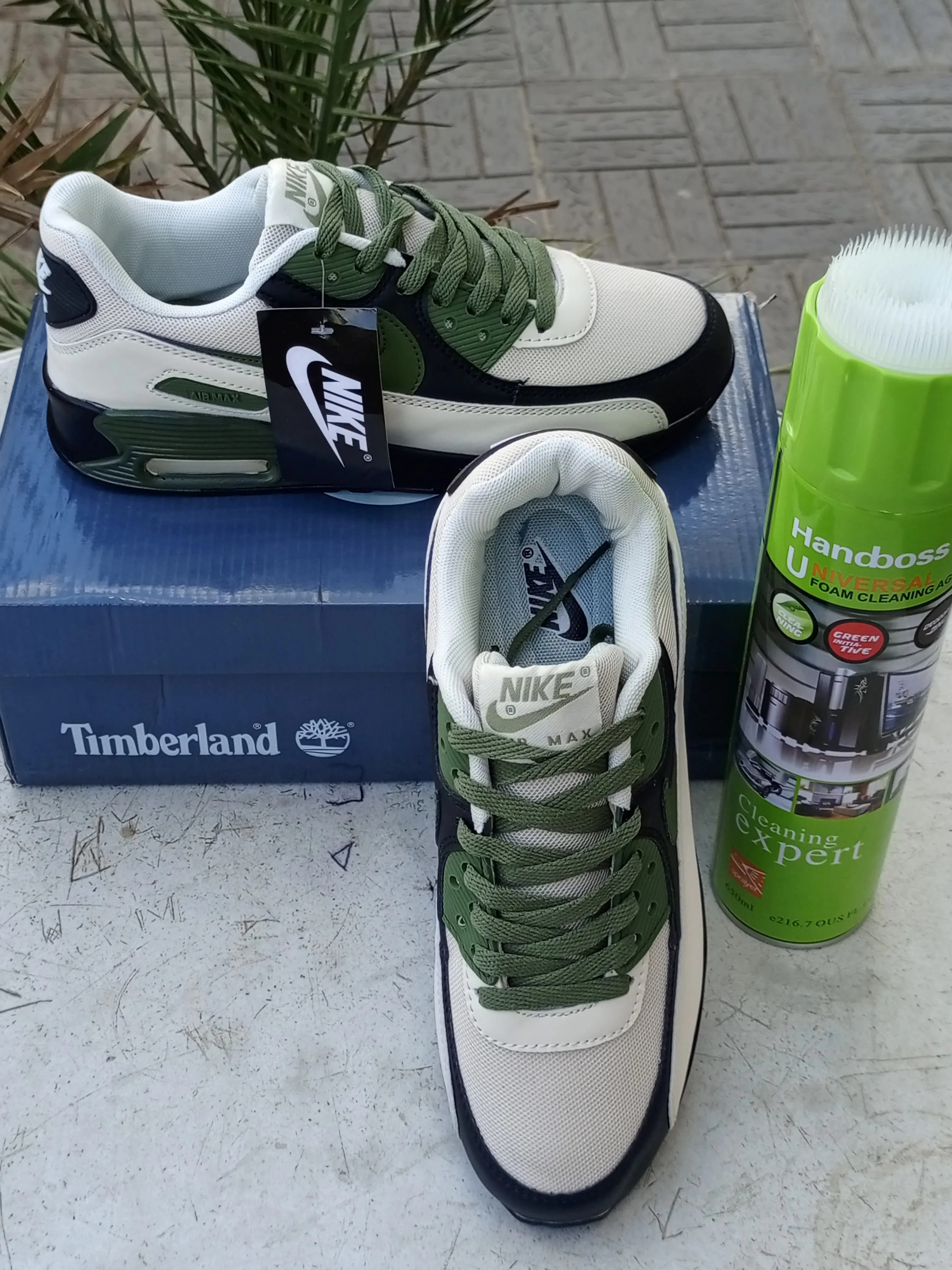 Nike Air Max 90 - White, Black & Olive Green Colorway