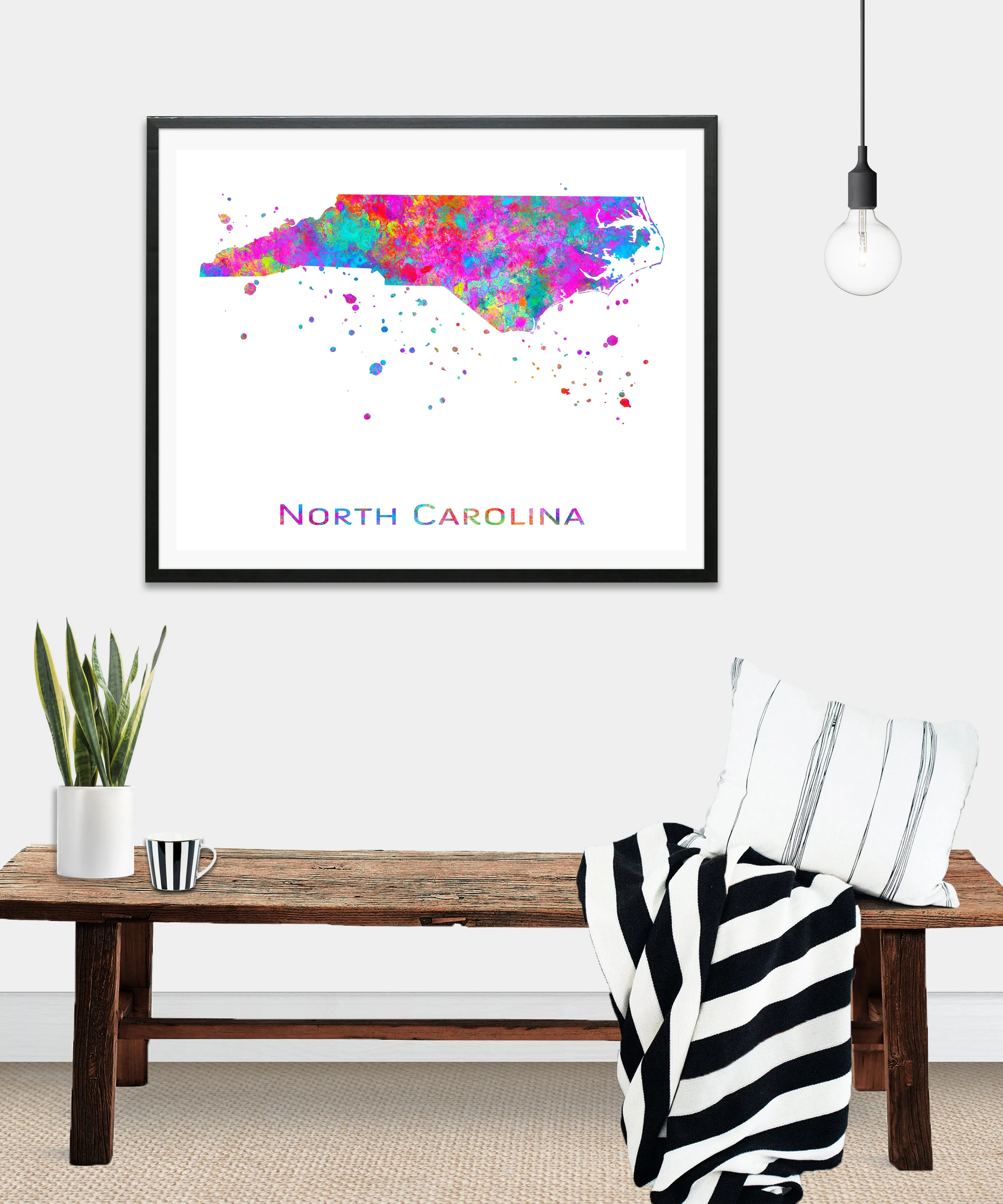 North Carolina Map Art Print - Unframed