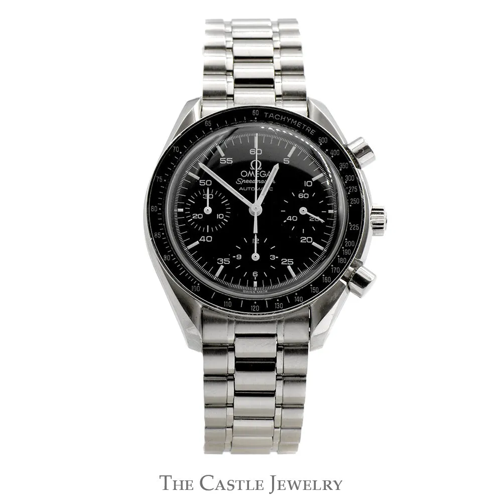 Omega Speedmaster 3510.50 Luxury Watch with Black Dial and Black Bezel in Stainless Steel Bracelet
