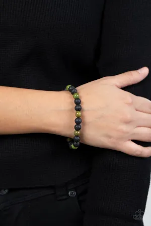 Paparazzi - Molten Mogul - Green Beaded Bracelet