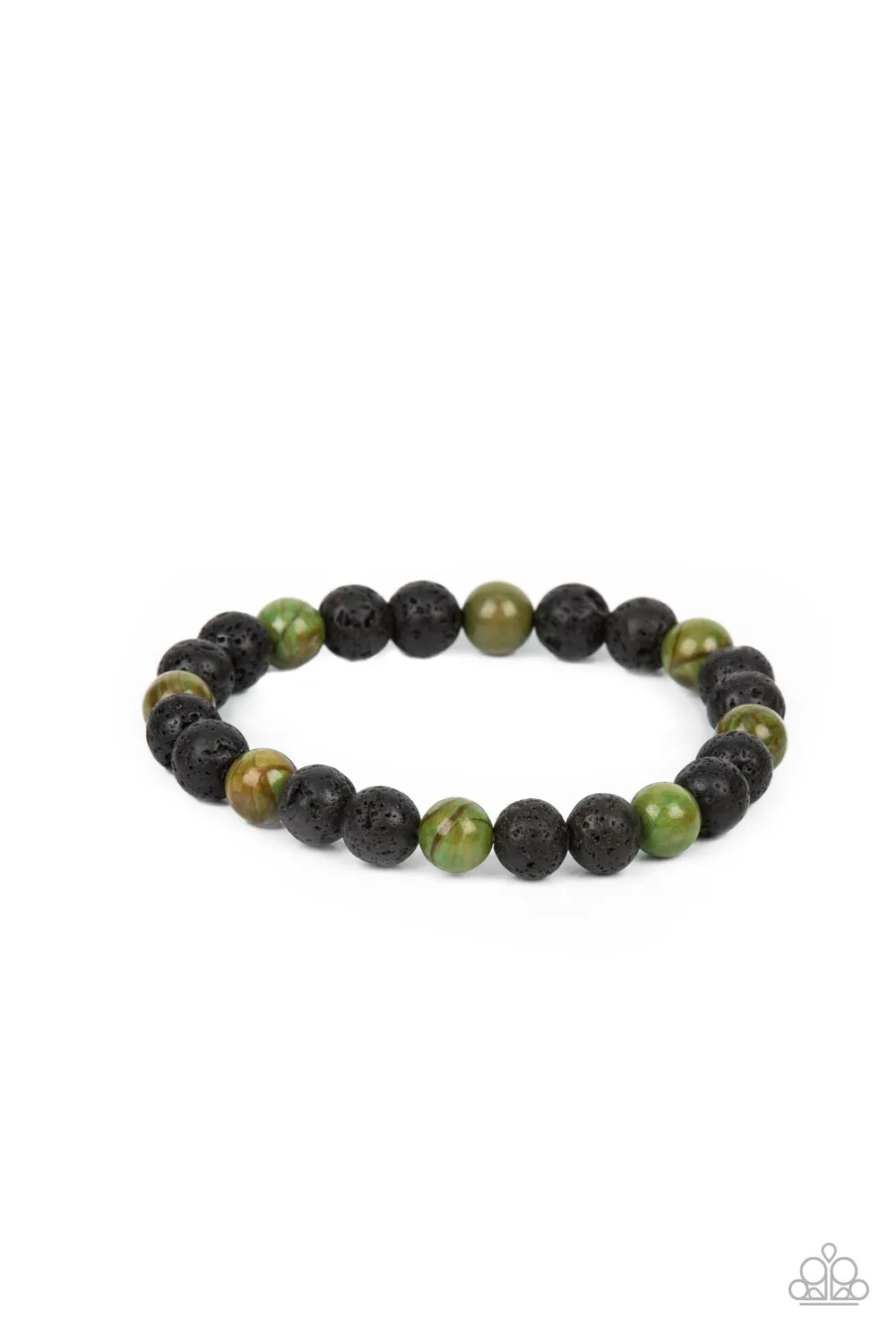 Paparazzi - Molten Mogul - Green Beaded Bracelet