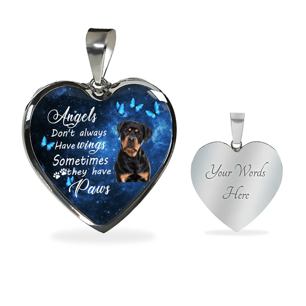 Pet Memorial Necklace, Dog Remembrance Necklace,  Rottweiler