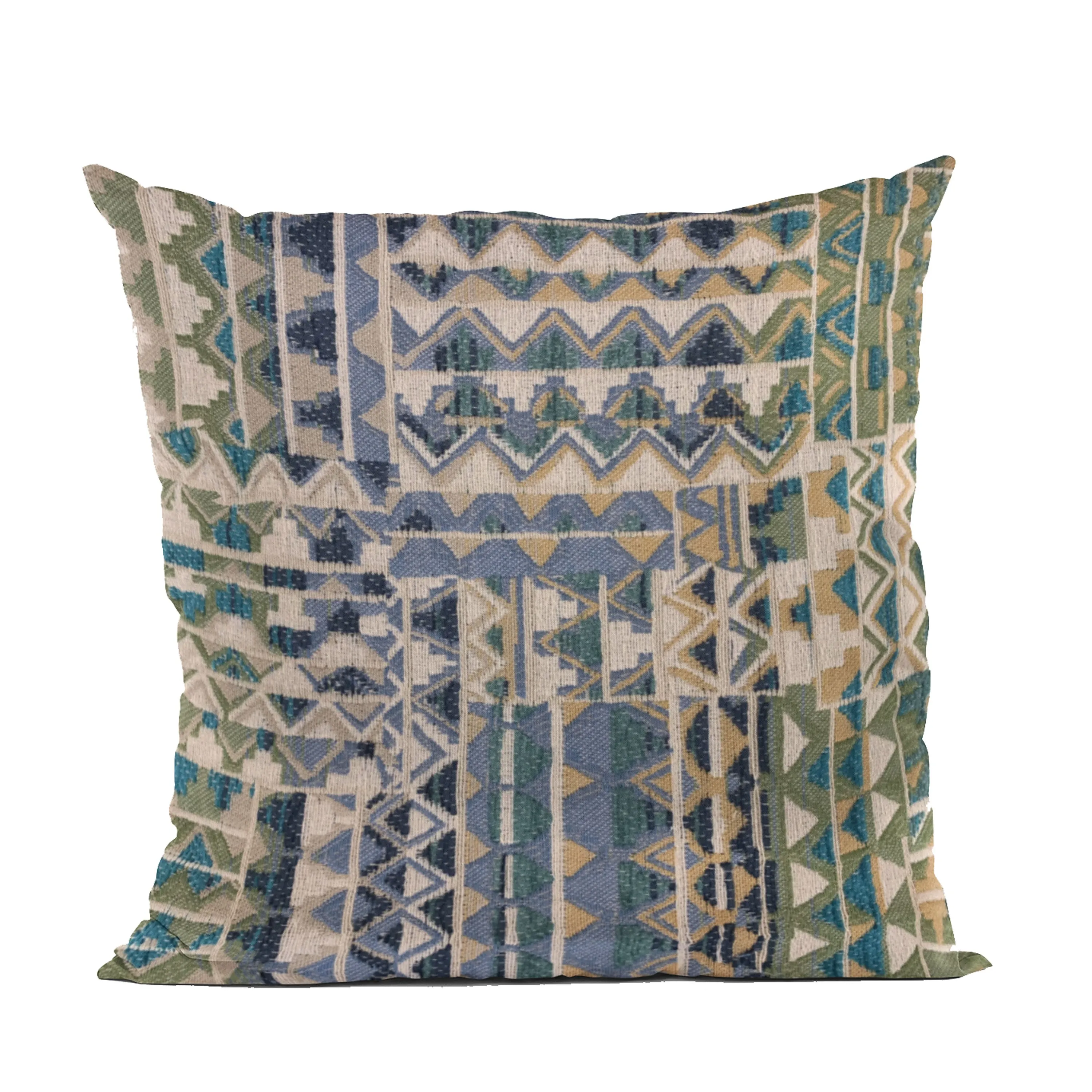 Plutus Blue Pyramids Border Luxury Throw Pillow