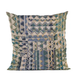 Plutus Blue Pyramids Border Luxury Throw Pillow