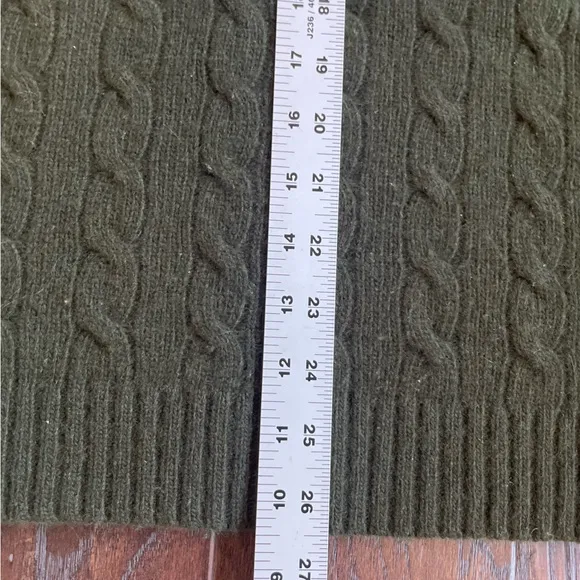 Ralph Lauren Cable Knit Crew Neck Sweater Womens 1X Olive Green Cashmere Angora