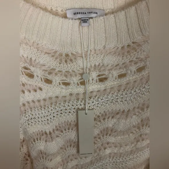 Rebecca Taylor Lace Bell Sleeve Sweater Women’s XL NWT Ivory