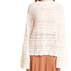Rebecca Taylor Lace Bell Sleeve Sweater Women’s XL NWT Ivory