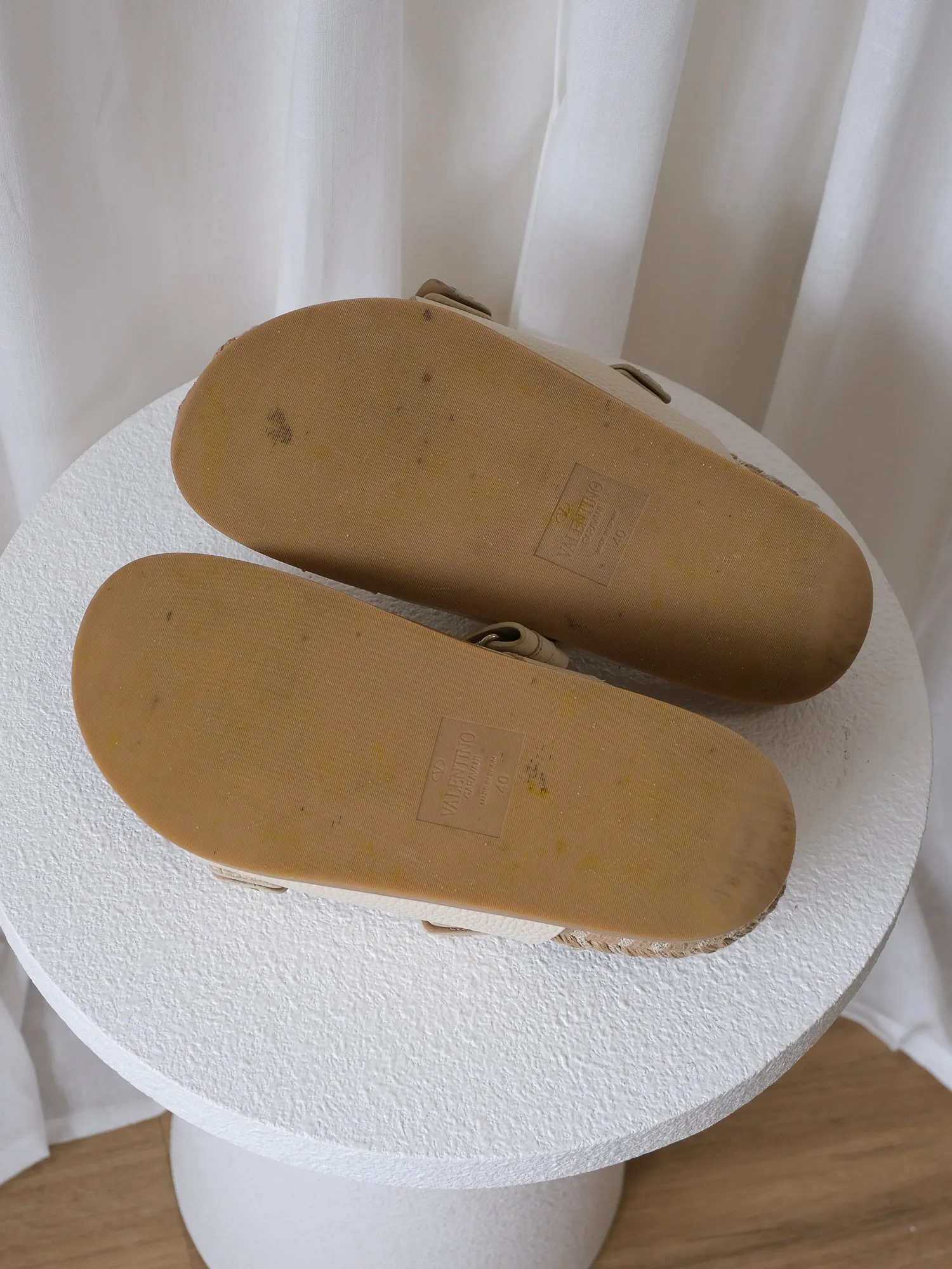Rockstud Leather Espadrille Sandals, Size 40