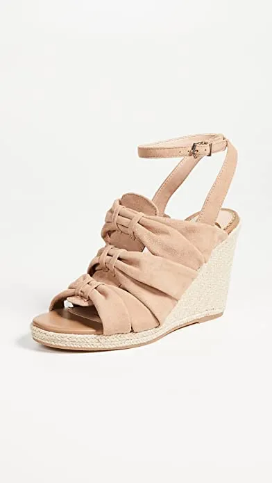 Sam Edelman Women's Awan Wedge Sandal, Golden Caramel Suede, 9.5 M US