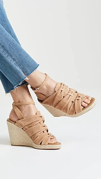 Sam Edelman Women's Awan Wedge Sandal, Golden Caramel Suede, 9.5 M US