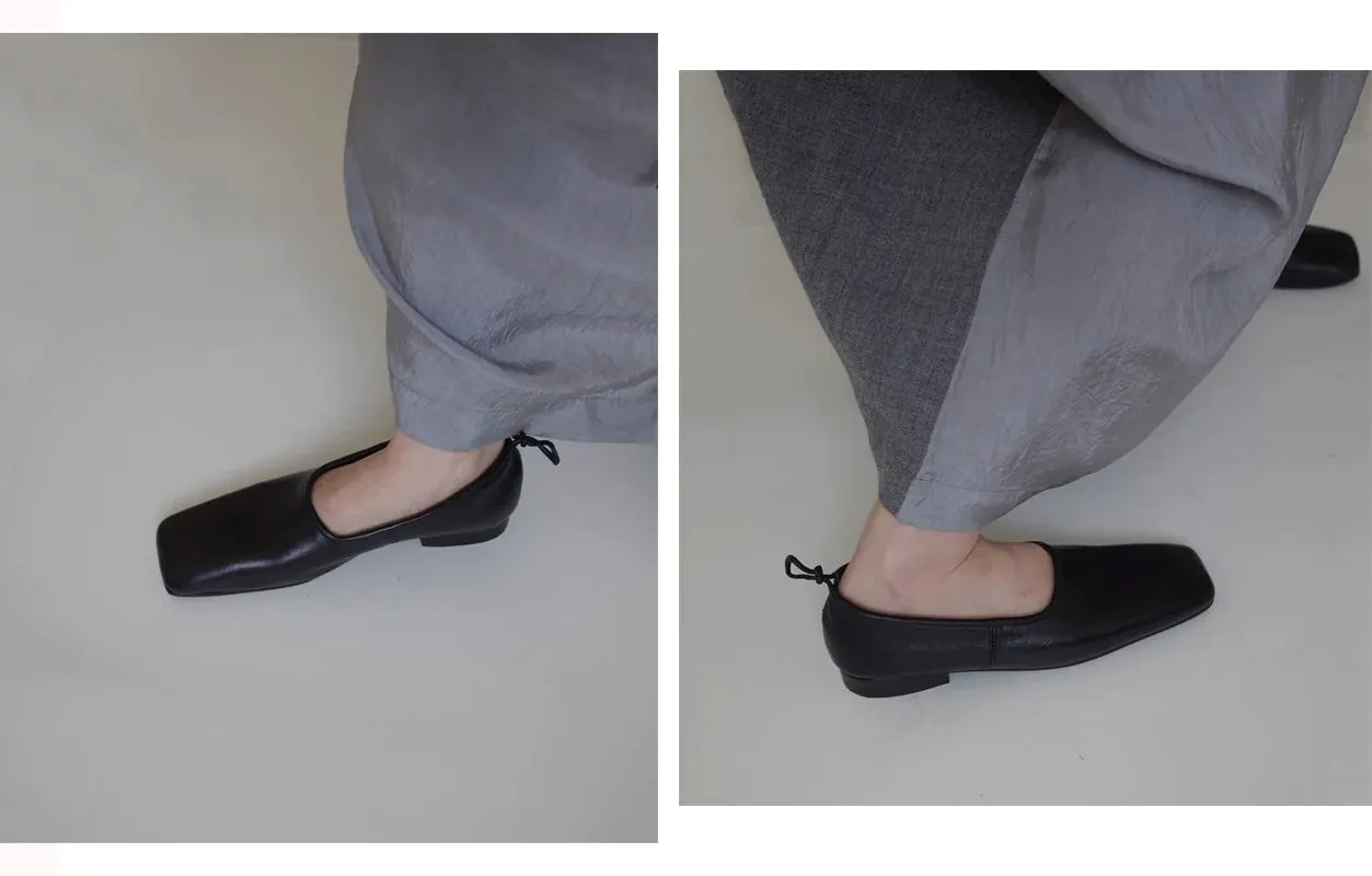 Square Toe Leather Flats