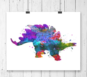 Stegosaurus  Watercolor  Art Print - Unframed