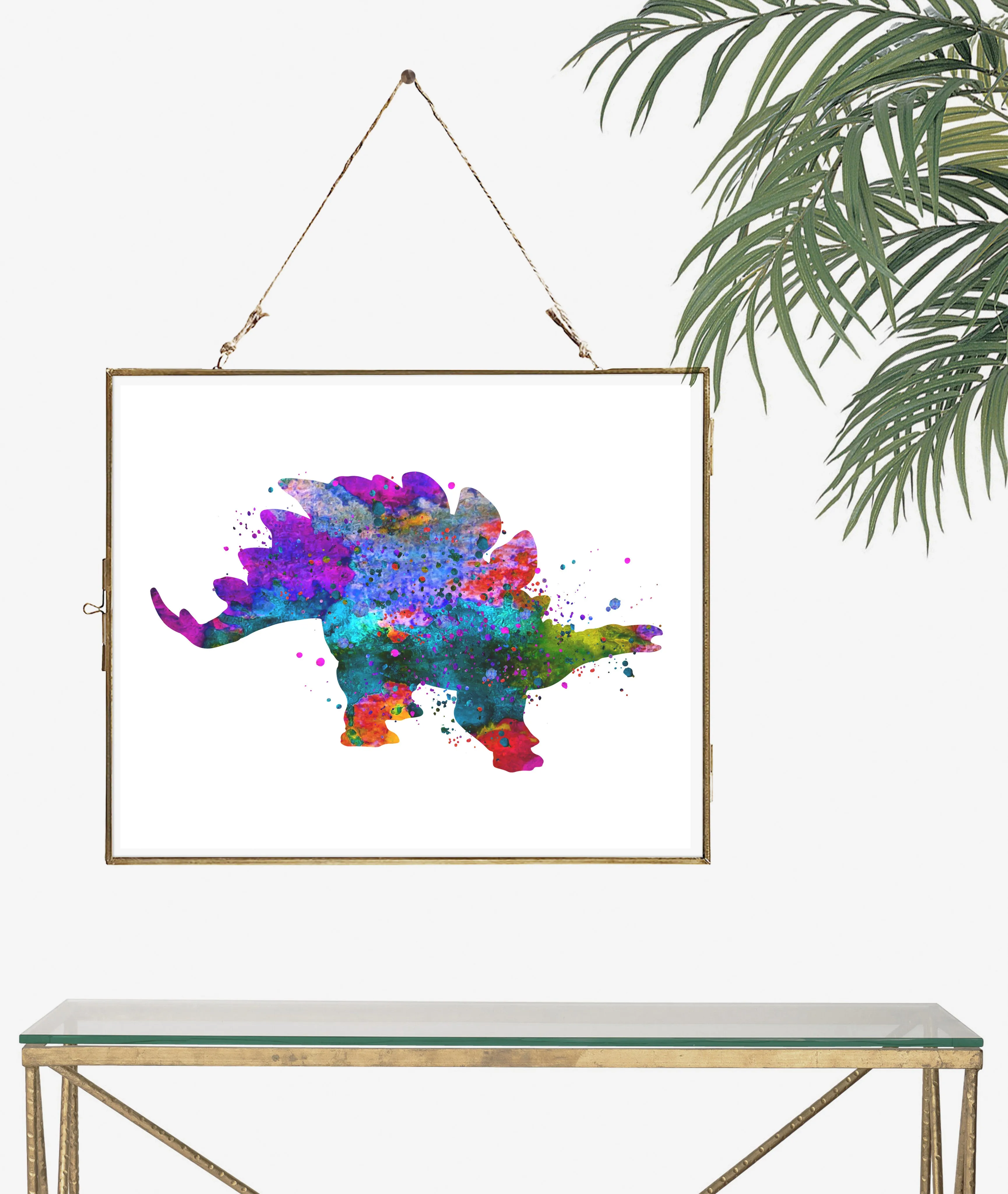 Stegosaurus  Watercolor  Art Print - Unframed