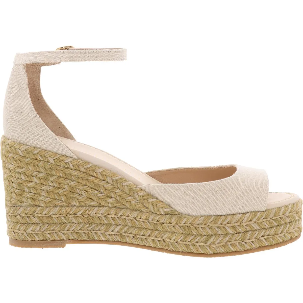 Stuart Weitzman Womens Nudistia Espadrille Buckle Canvas Wedge Sandals