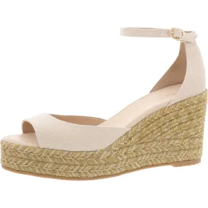 Stuart Weitzman Womens Nudistia Espadrille Buckle Canvas Wedge Sandals