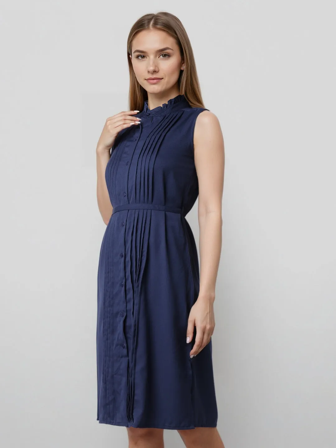 Style Quotient Women front pleated sleeveless Dress