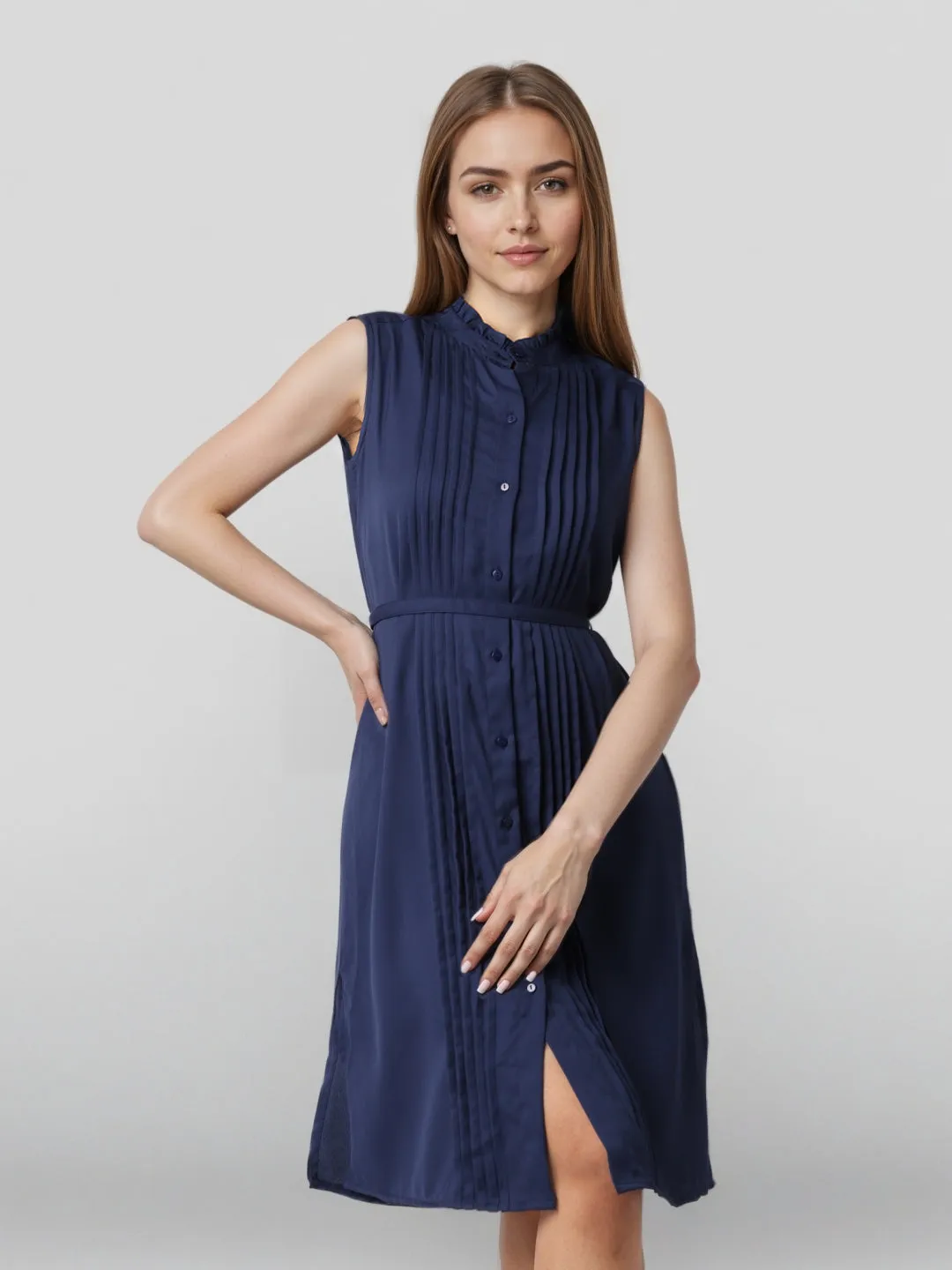 Style Quotient Women front pleated sleeveless Dress
