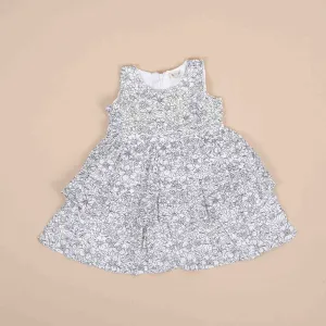 Stylish Cotton Frock for Girls – Black & White Floral Design